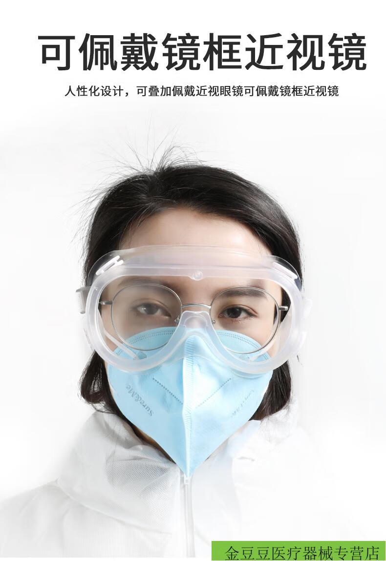 医用护目镜防护镜隔离眼罩面罩平光眼镜眼睛罩疫情防疫用品医用护目镜