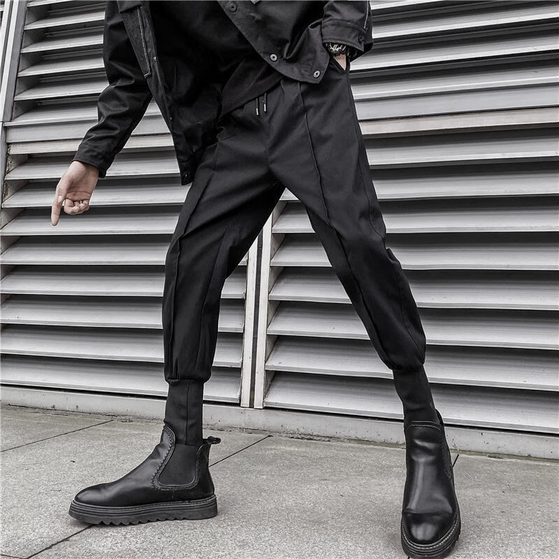 搭配靴子衣穿的靴裤男黑裤子男士休闲裤子夏潮牌靴搭配韩版潮流搭痞帅