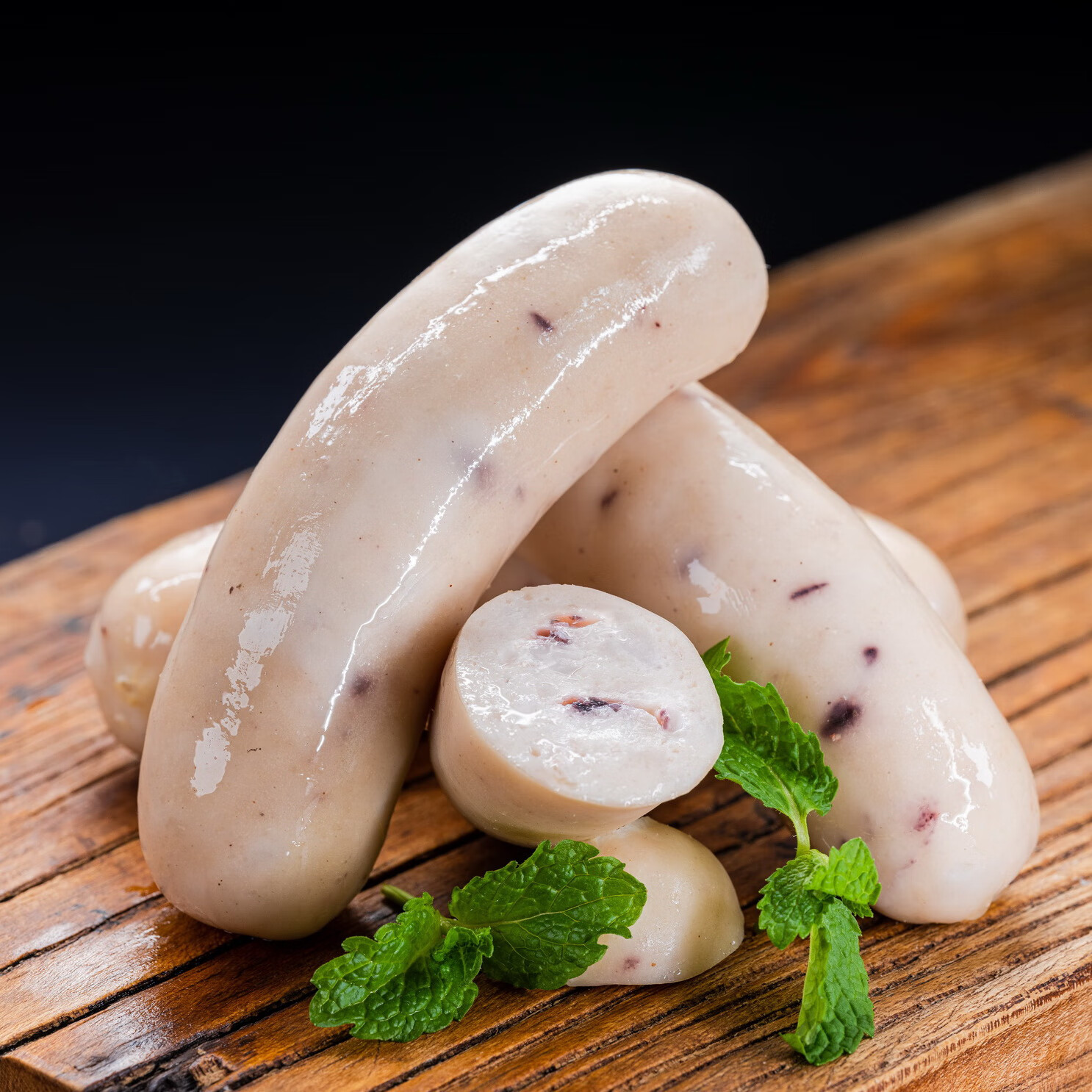 爽脆墨鱼香肠1kg白墨鱼肠热狗肠白色烤肠冷冻烤肠油炸小吃 墨鱼肠