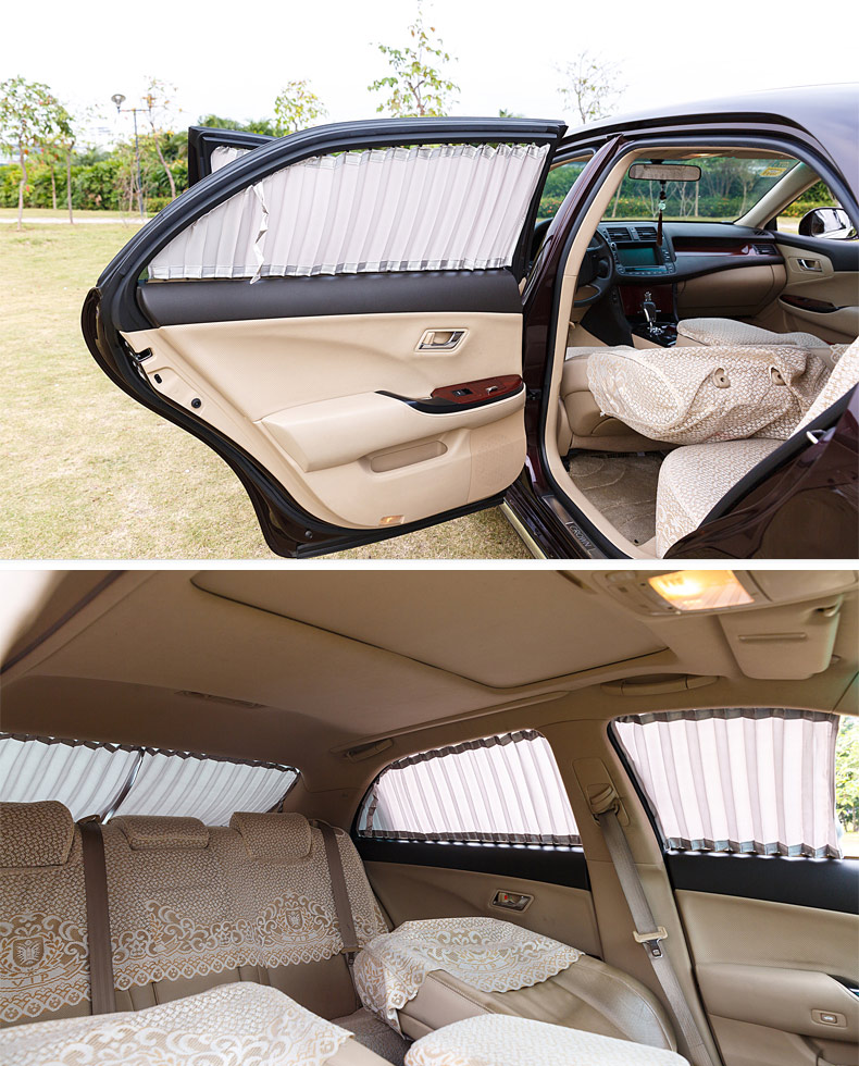 汽车窗帘遮阳帘轨道式车窗遮阳遮光车内隐私车用车载窗帘5窗黑色2对侧