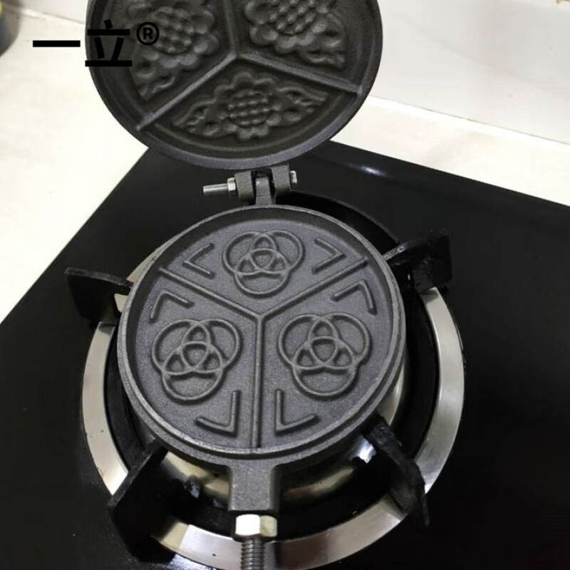 老式火烧模子饼夹子火烧模具不粘面锅口福饼模具发饼夹子 铸铁加大款