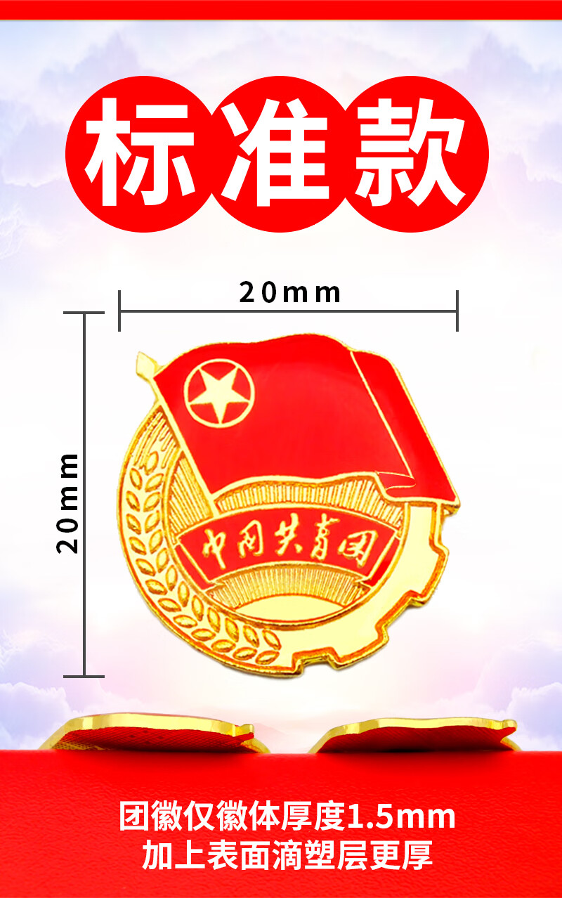 宸学文具 标准型团徽磁铁2021正版中国共青团胸针学生学校用青年强磁