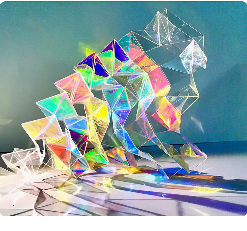 炫彩膜幻彩镭射纸摄影道具手工贴纸透明装饰膜彩色发光玻璃纸贴膜红色