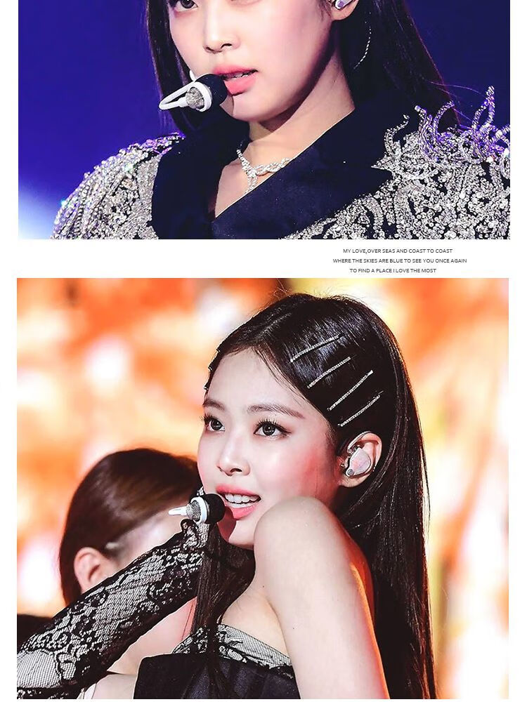 网红款jennie同款水钻发卡一字夹简约网红卡子边夹少女头发夹子头饰