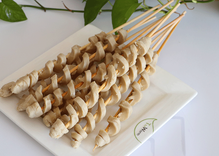 憨哇烧烤大面筋30g40g50g原味烤面筋串素食手工油炸面筋卷半成品食材