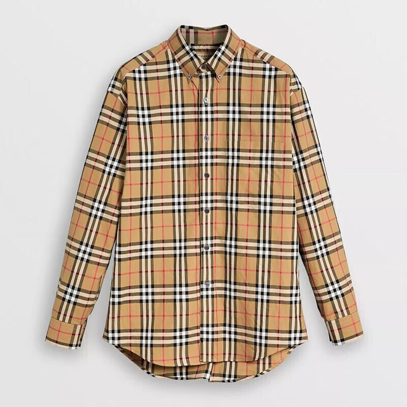 男女同款经典格纹棉质长袖衬衫 棕色8001236 xl 品牌: 巴宝莉