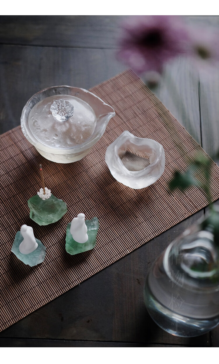 古法冰冻烧琉璃功夫茶具套装主人杯茶杯品茗杯日本茶盏公道杯杯垫