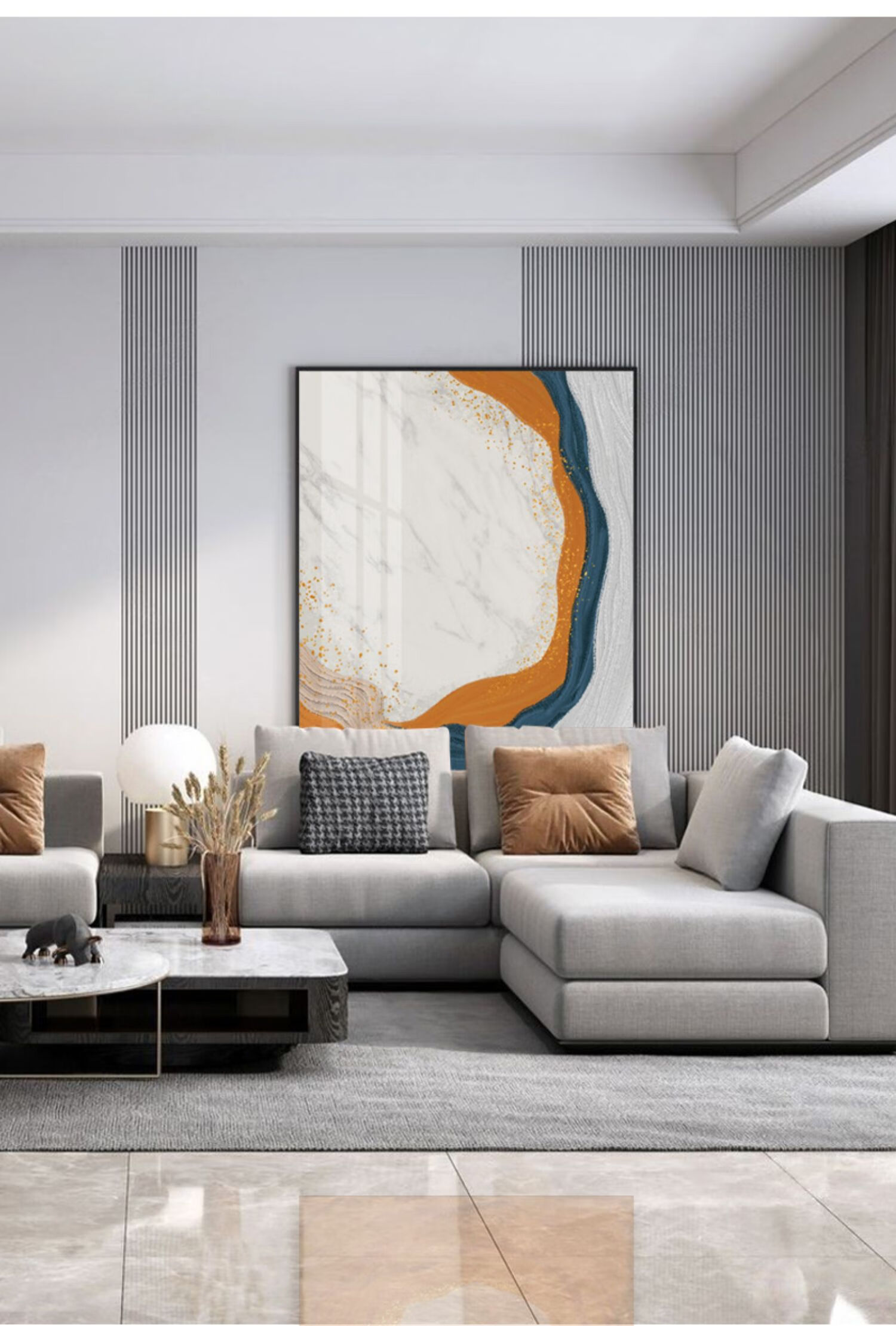 纪颐客厅落地壁画抽象led发光氛围灯入户玄关装饰画过道进门镶钻挂画x