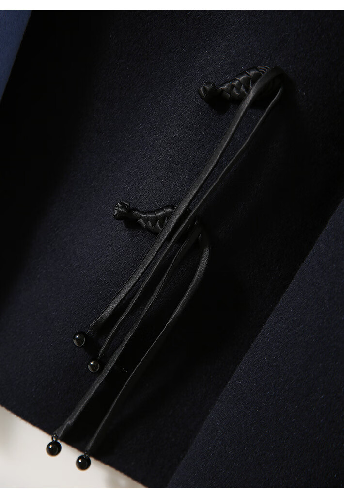 罗蒙高档轻奢气质双面呢羊绒大衣新中式国风盘扣双面羊毛羊绒大衣短款