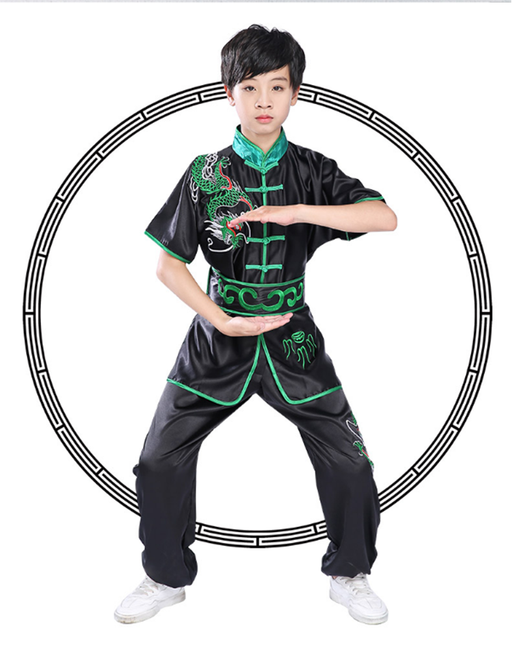 武极堂六一儿童武术表演服夏刺绣龙长拳体考服装男女童套路比赛彩演出
