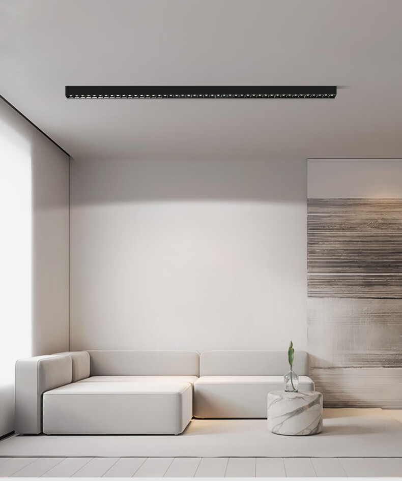 ins走廊过道格栅灯服装店商场商铺时尚射灯黑色全格栅80cm暖光吸顶款