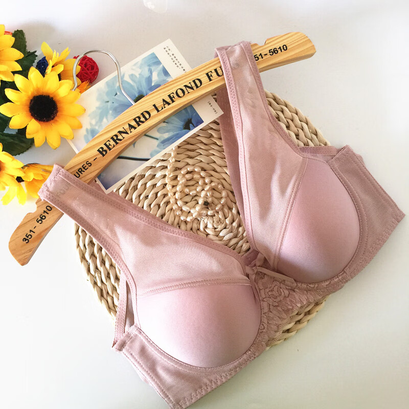 34罩杯文胸光面背心式薄杯收副乳哺乳显小胸罩胖mm内衣浅灰色75b34b