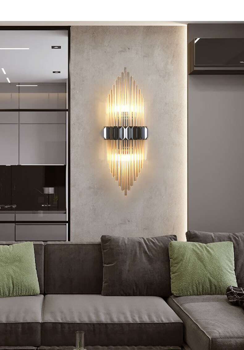 欧普照明(opple)酒店同款全铜水晶壁灯轻奢客厅电视卧室床头楼梯过道