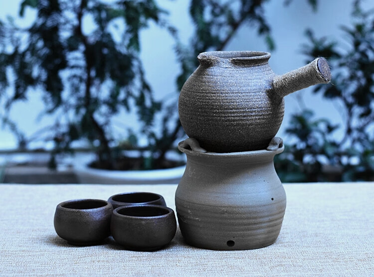 60土陶罐煮茶 云南土陶烤茶罐粗陶手工柴烧窑侧把餐饮具茶具公道杯