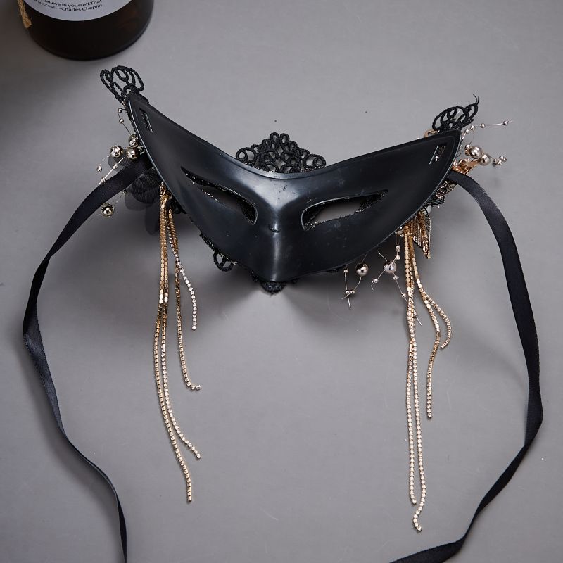 欧美时尚半脸性感眼罩万圣诞节黑色蕾丝狐狸派对面具夸张舞会头饰