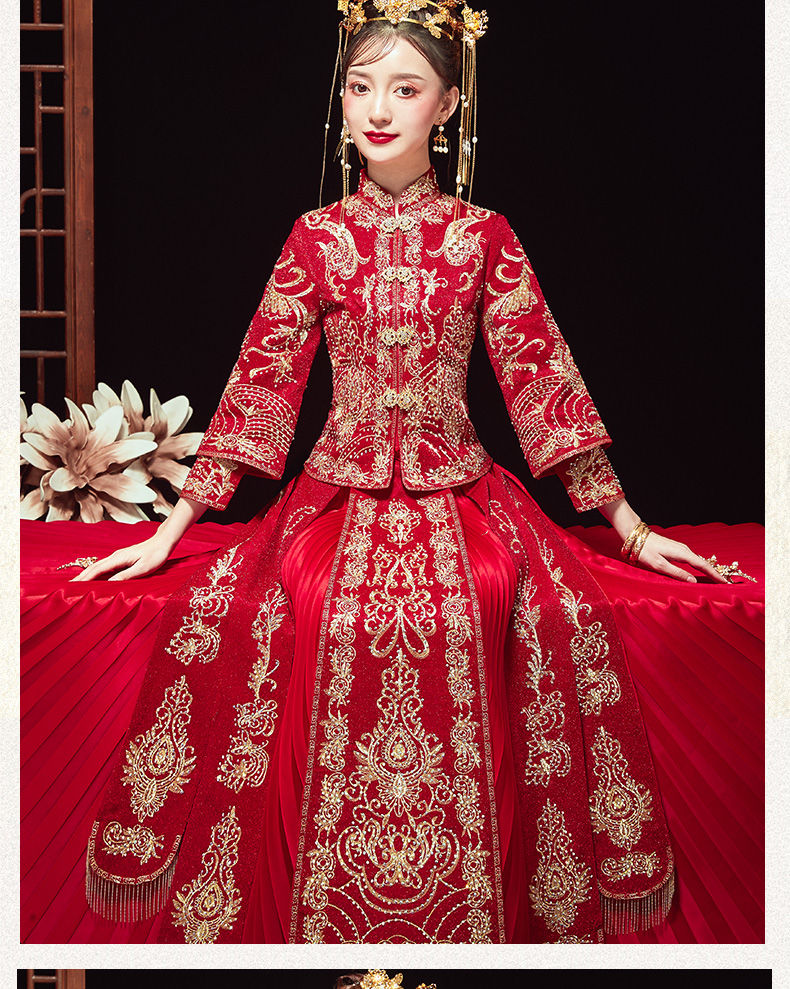 禾秀服秀禾服新娘结婚敬酒服中式礼服大码龙凤褂秀和服中国风女诗音无