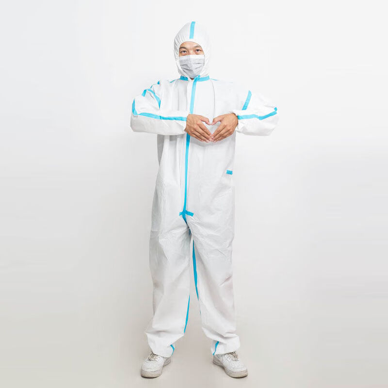 欧情思一次性防护服连体带帽贴条防水防油加厚透气膜隔离衣sf贴条普通