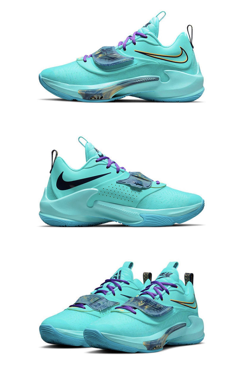 字母哥 3代 zoom 3 ep黑紫湖水蓝防滑耐磨实战篮球鞋 dh4528 字母哥3