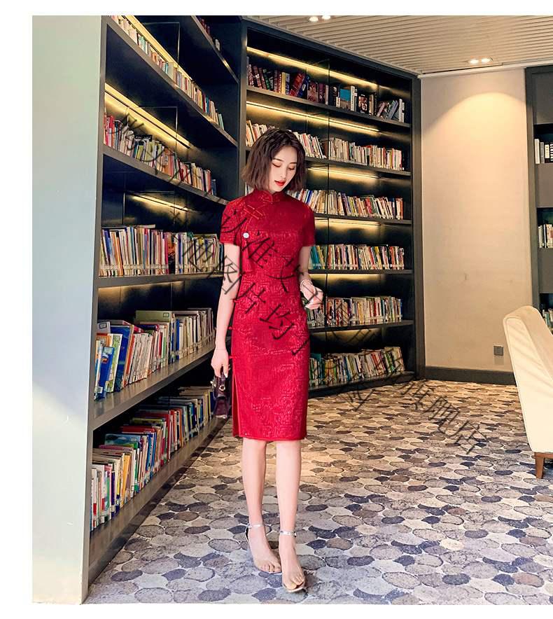 一珂·锦绣四小姐龙笛蕾丝夏季中长款改良时尚年轻少女端正大气旗袍