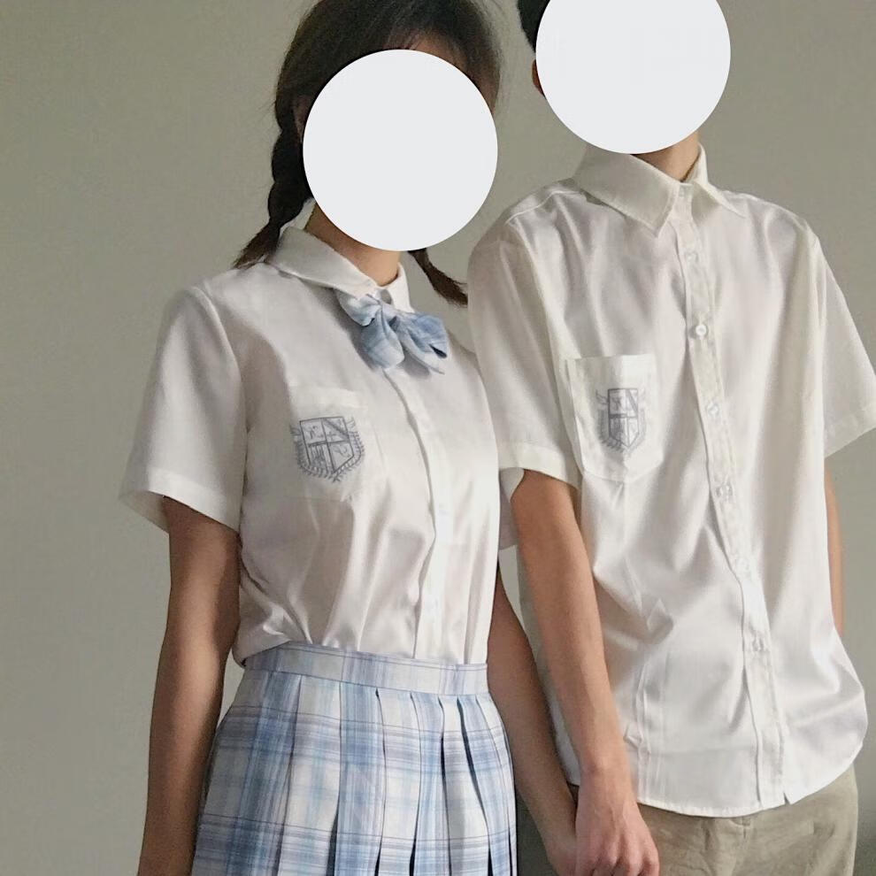 衬衫男情侣衬衣德莉娅jk制服新词根水手服班服校服 白-皇冠 男生(短)