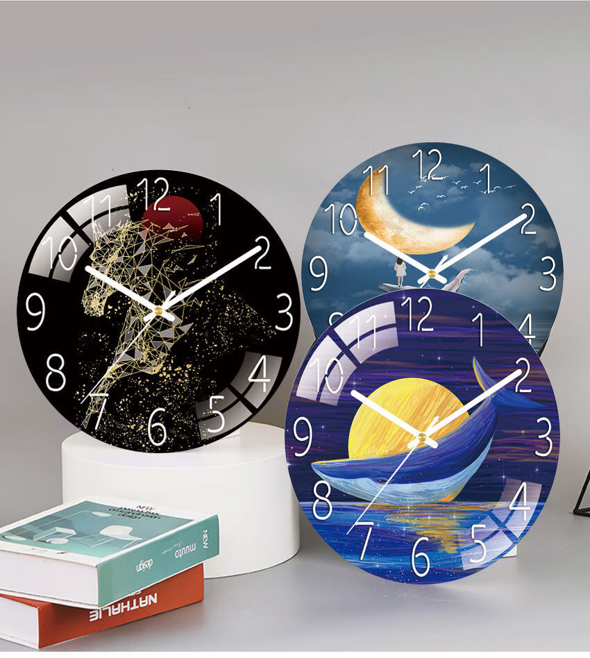 时钟免打孔石英钟卧室挂表创意挂墙表钟艺术梦幻女孩大号直径30厘米