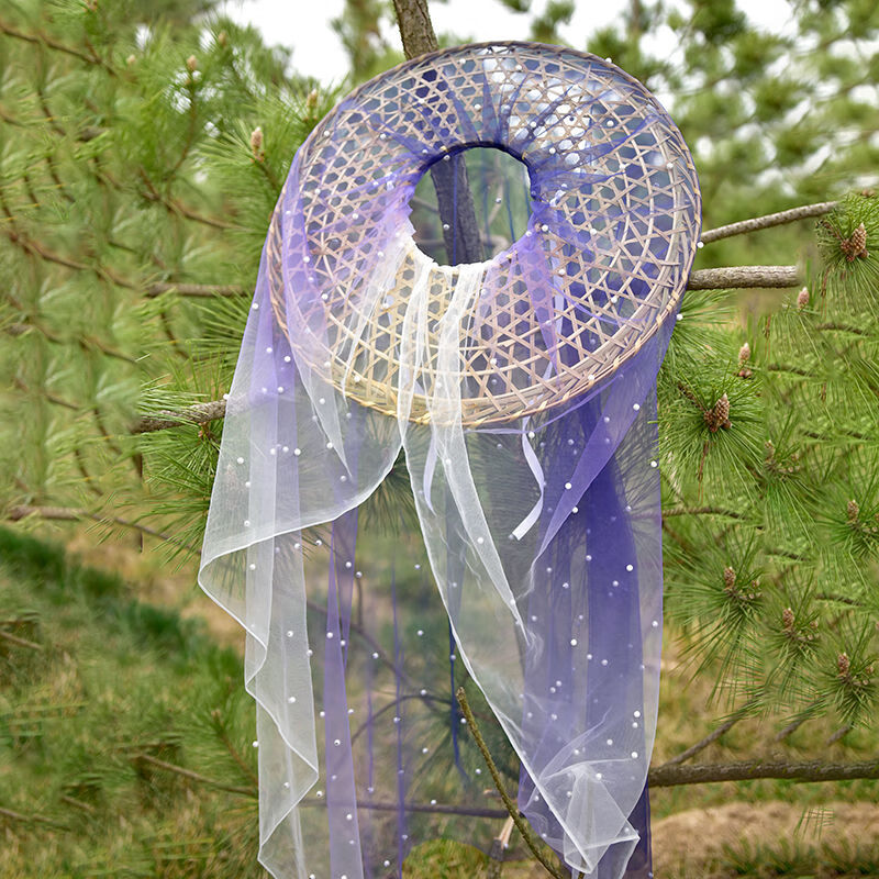 心墨染新品面纱古风古装帽子面纱斗汉服帽子女斗笠古风流苏水晶帘帷幕