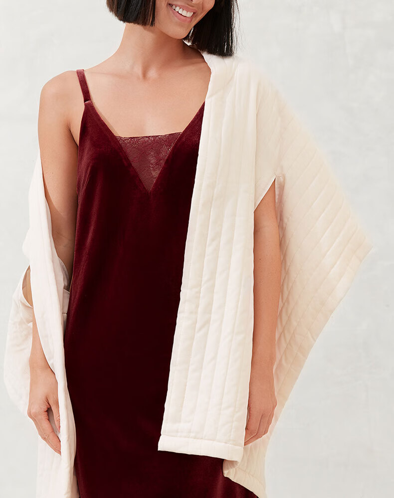 爱慕nyc家居服披肩oak橡树厚款秋冬外穿女士an980471 花漾粉 000