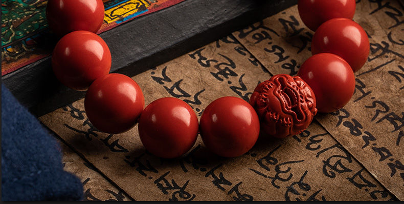 恋江南 红砂手链朱砂手串男款财源滚滚貔貅本命年运转手链男士 14mm