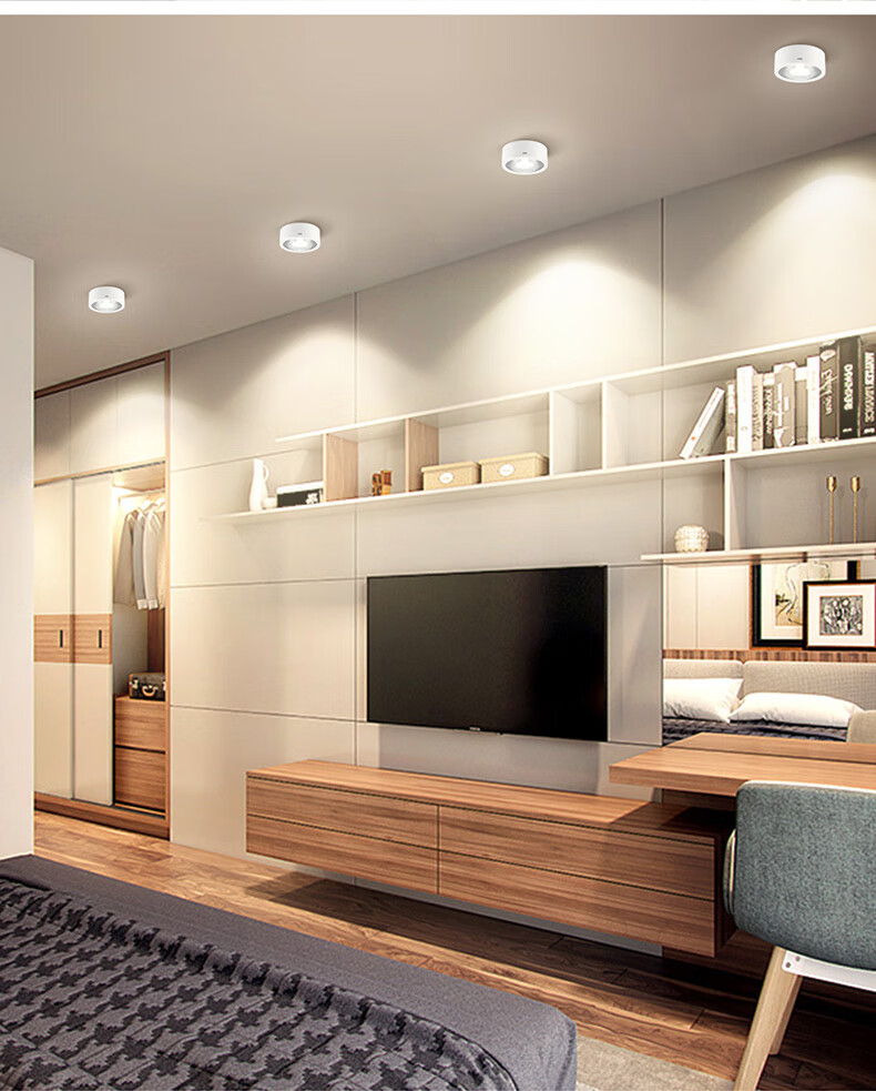 雷士照明led筒灯明装免开孔薄天花灯客厅简灯过道玄关灯无主灯精装