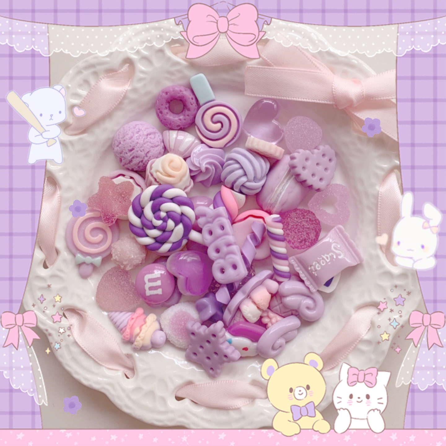 福袋仿真树脂配件奶油胶发夹材料包手工制作手机壳发饰品发卡混色随机