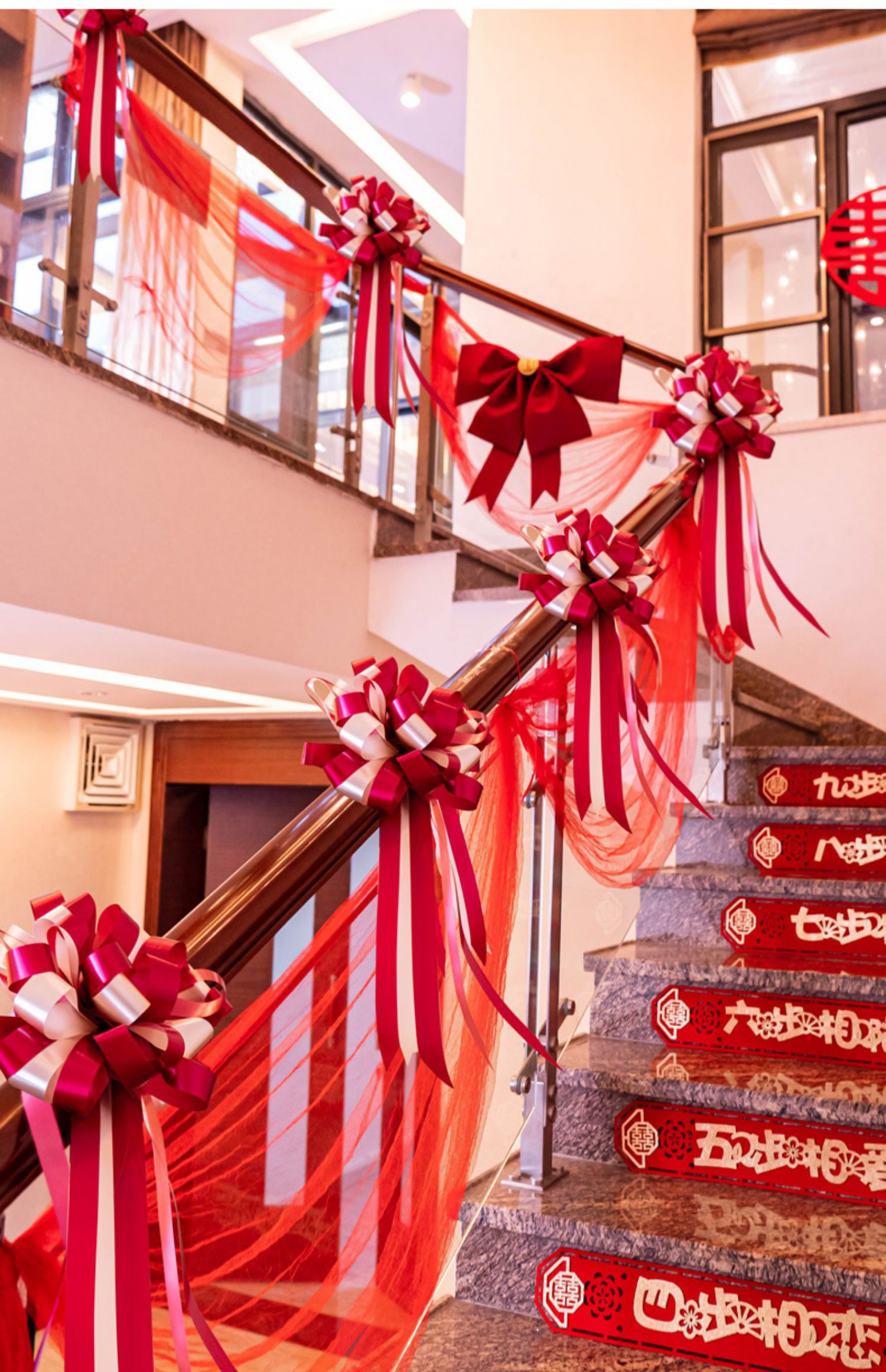 结婚楼梯纱幔套装创意婚礼拉花婚房装饰布置楼梯扶手婚庆用品大全经典