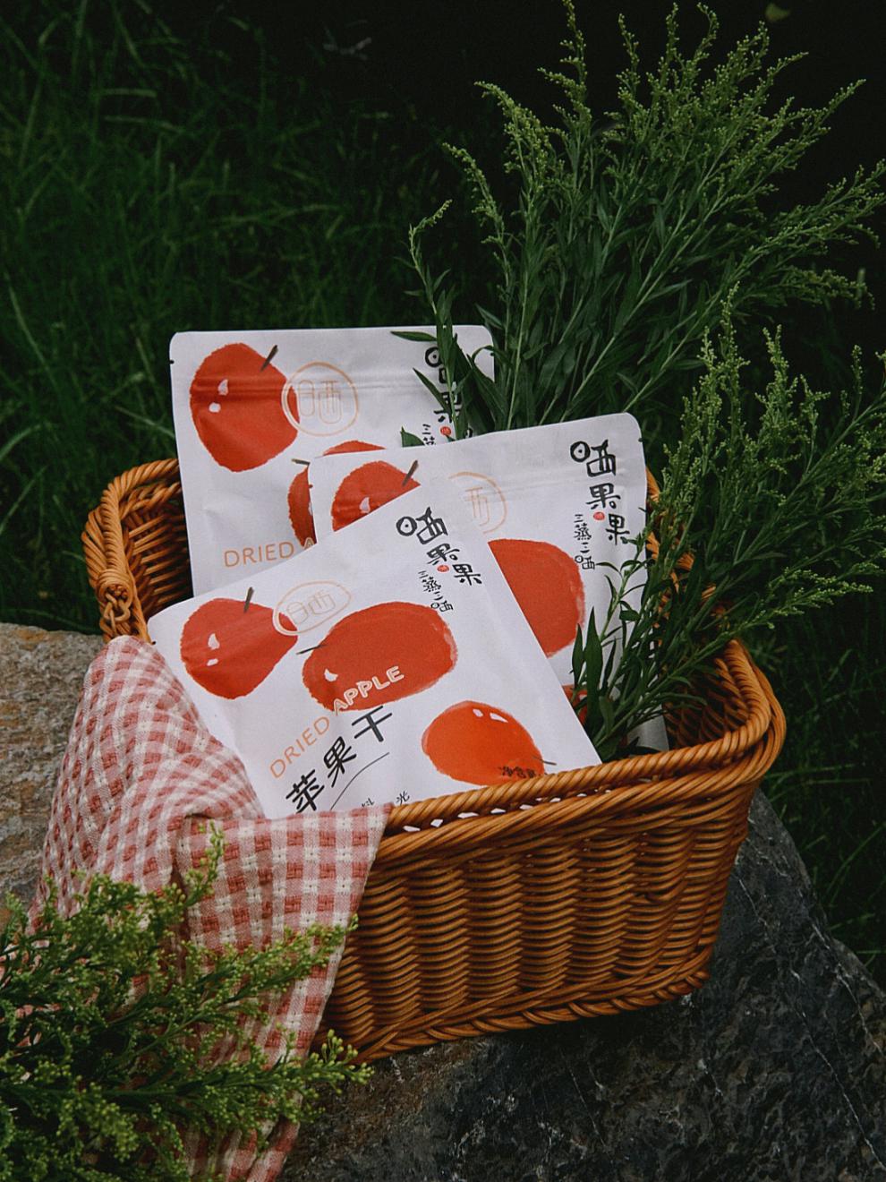 晒果果三蒸三晒苹果干袋装即食零食水果干果脯蜜饯110g3袋晒果果苹果