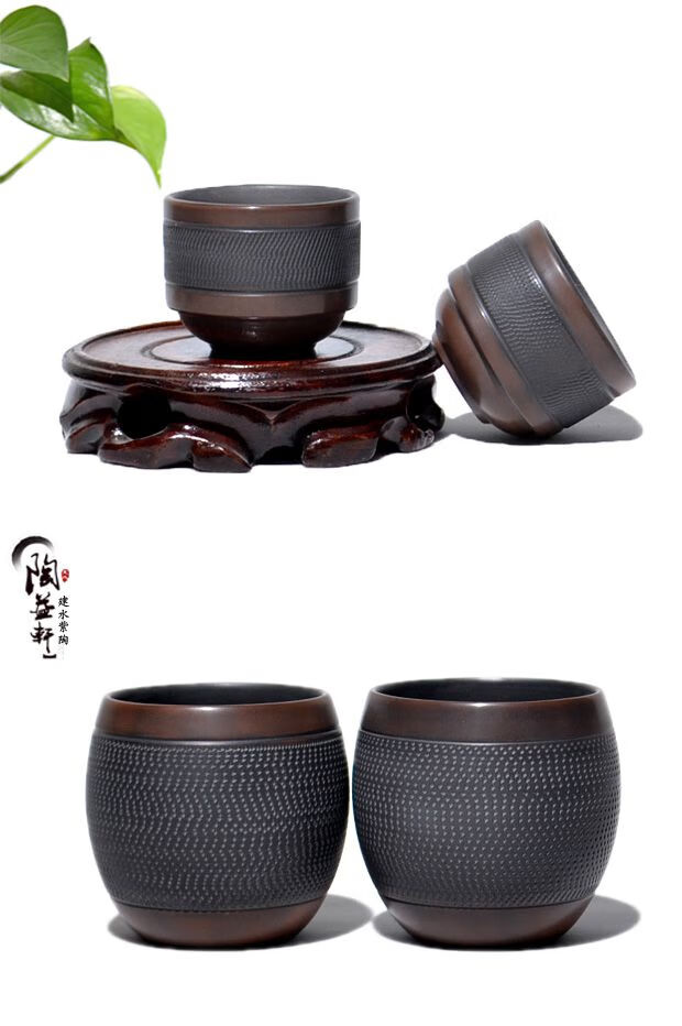 建水紫陶茶杯 云南建水紫陶杯小茶杯水杯主人杯 全手工紫陶茶杯子中式