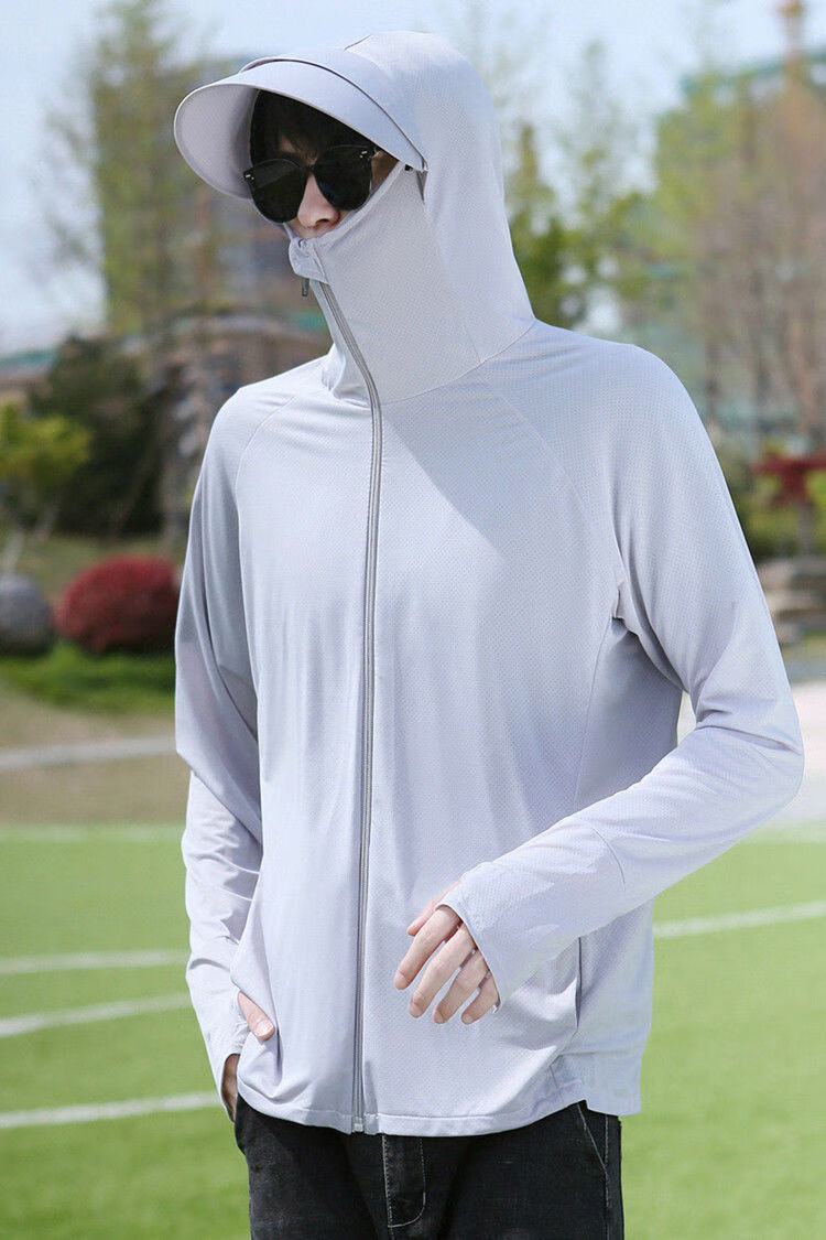 防晒衣男防紫线户外骑车外卖遮脸冰丝防晒服薄钓鱼皮肤衣夏防紫外线