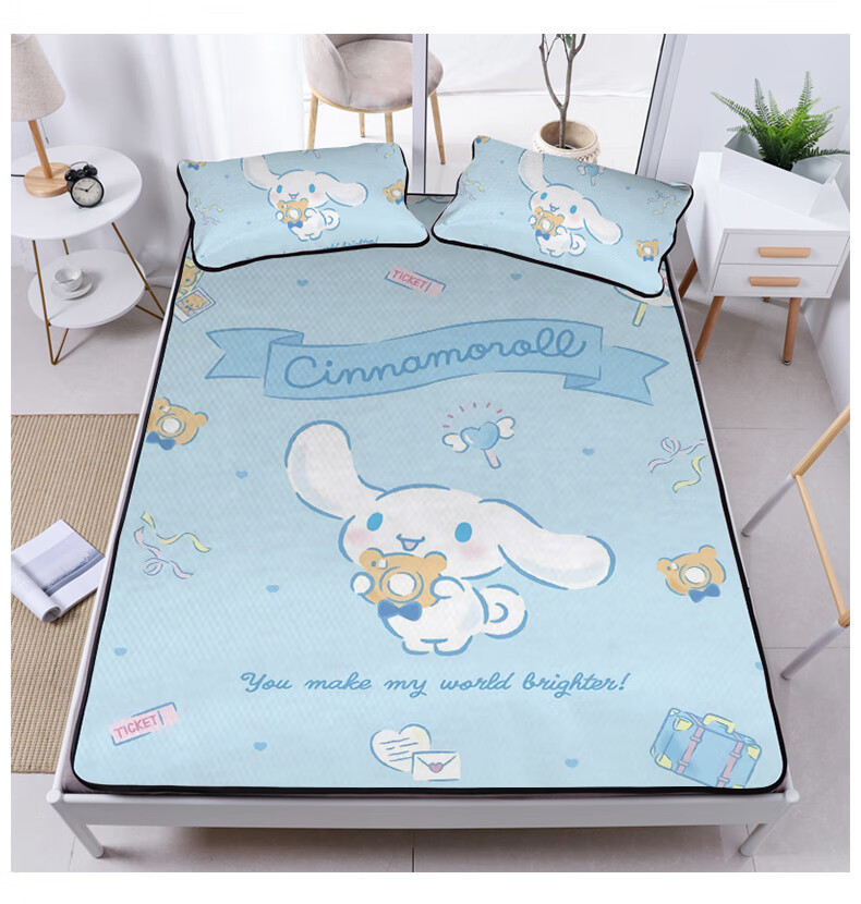 玉桂狗凉席 夏季儿童卡通冰丝凉席三件套1.