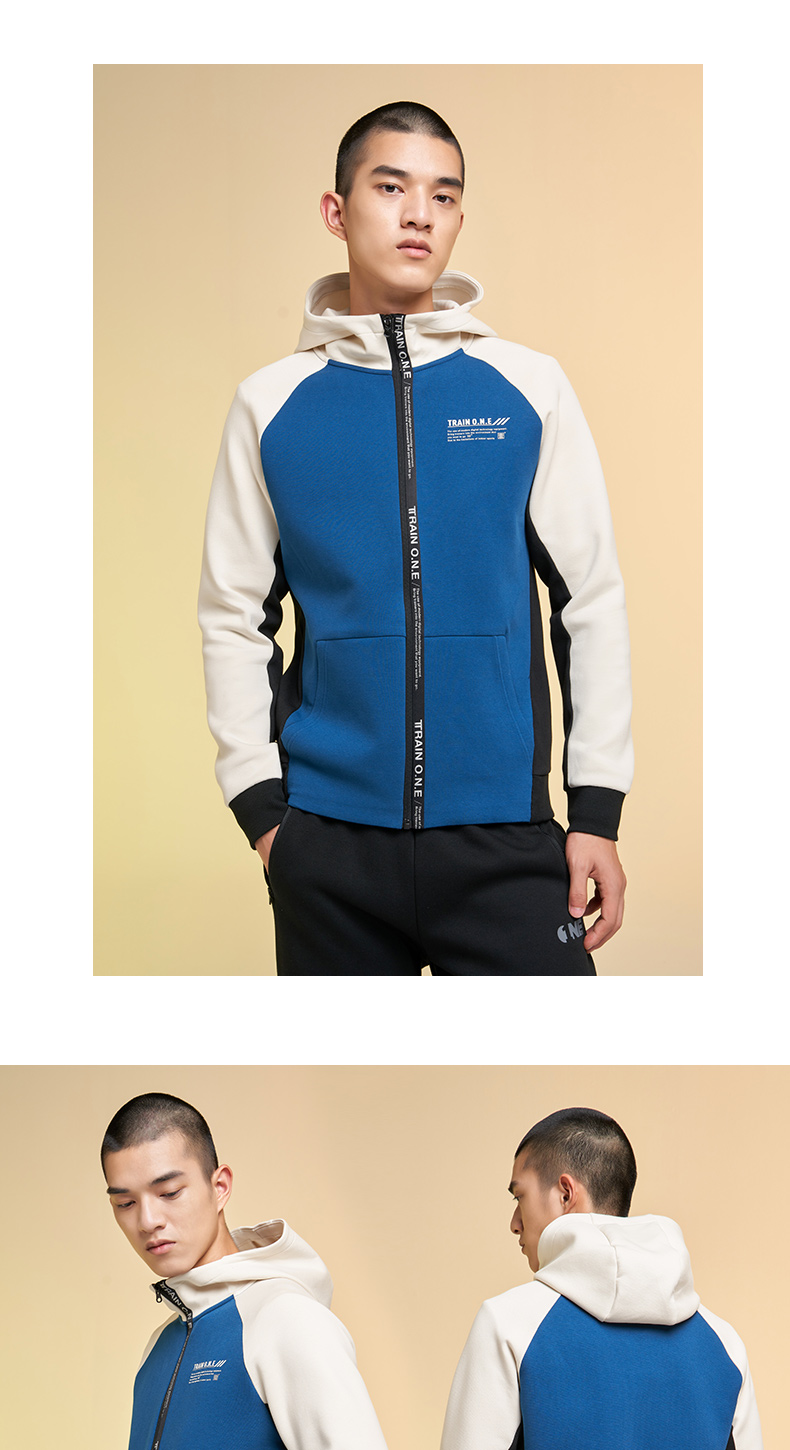 361男装运动外套男连帽开襟卫衣冬季款开衫卫衣361度运动服休闲上衣蟹