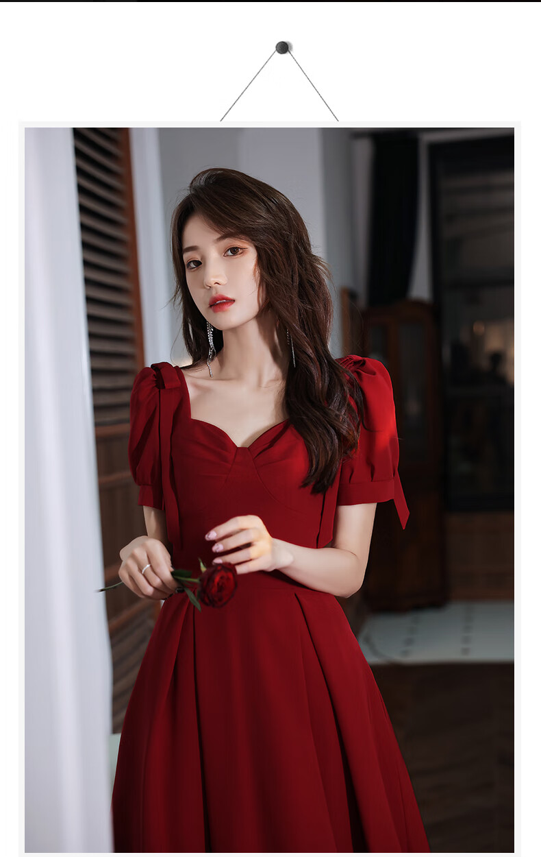敬酒服新娘夏季小个子订婚连衣裙平时可穿红色礼服裙女高级感显瘦酒