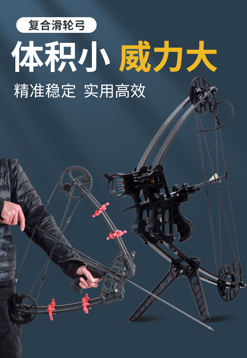 2022新款生态弓十字弹弓器军兴两用钢珠箭户外车猎小型便携三角滑轮