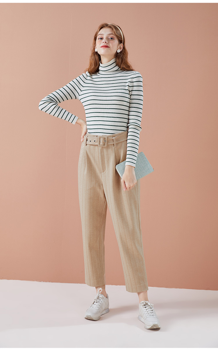 阿依莲休闲裤女士高腰哈伦裤腰带萝卜裤显瘦宽松长裤2020冬季新款