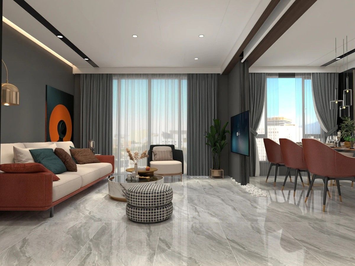 灰色通体大理石地板砖600x1200客厅大厅简约现代瓷砖大板防滑耐磨as