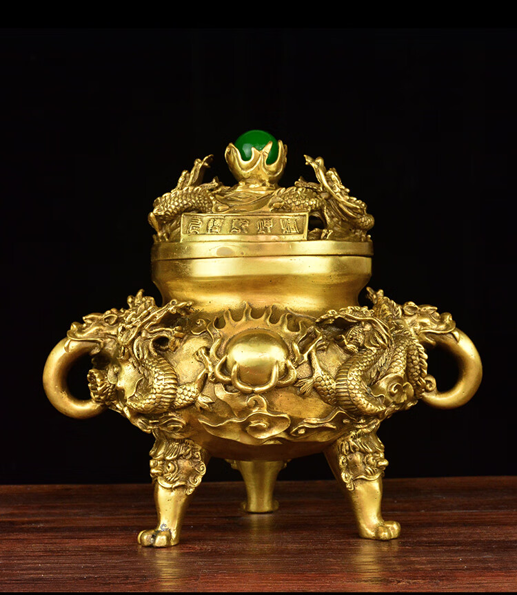 纯铜九转乾坤炉摆件九龙熏香炉三足鼎时来运转佛教用品风水工艺品