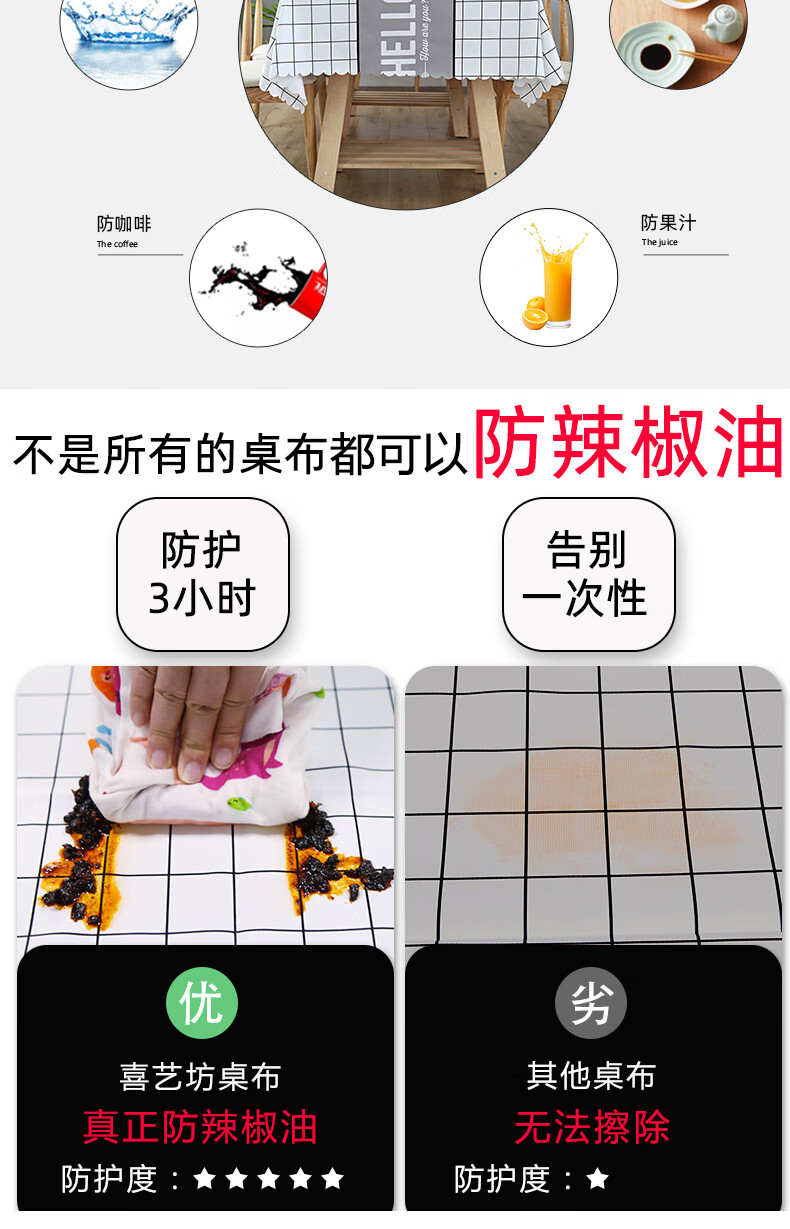 桌布防水防烫防油免洗北欧茶几餐桌布书桌学生台布桌垫爱马黑防辣椒油