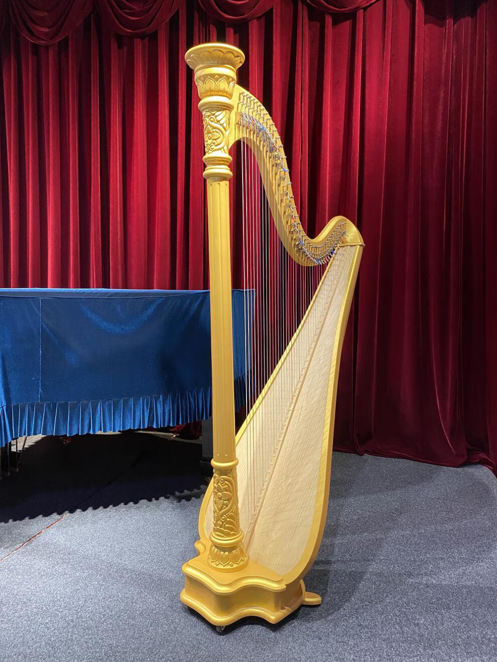 罗马柱竖琴 大竖琴 古典竖琴 40弦 乐器定制款 金色窄箱【图片 价格