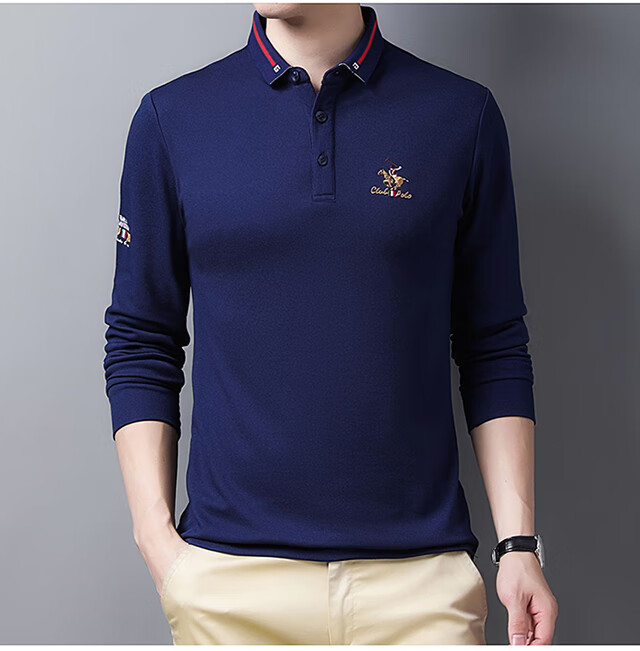 罗威凯狮 潮牌新款秋冬男士翻领长袖t恤商务polo衫男装休闲打底衫上