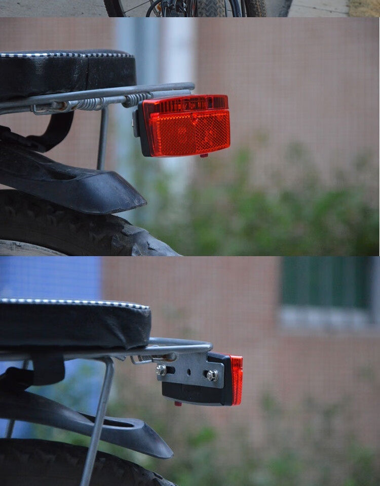 自行车灯山地车后货架尾灯反光板警示灯多功能闪烁呼吸灯夜骑装备加强