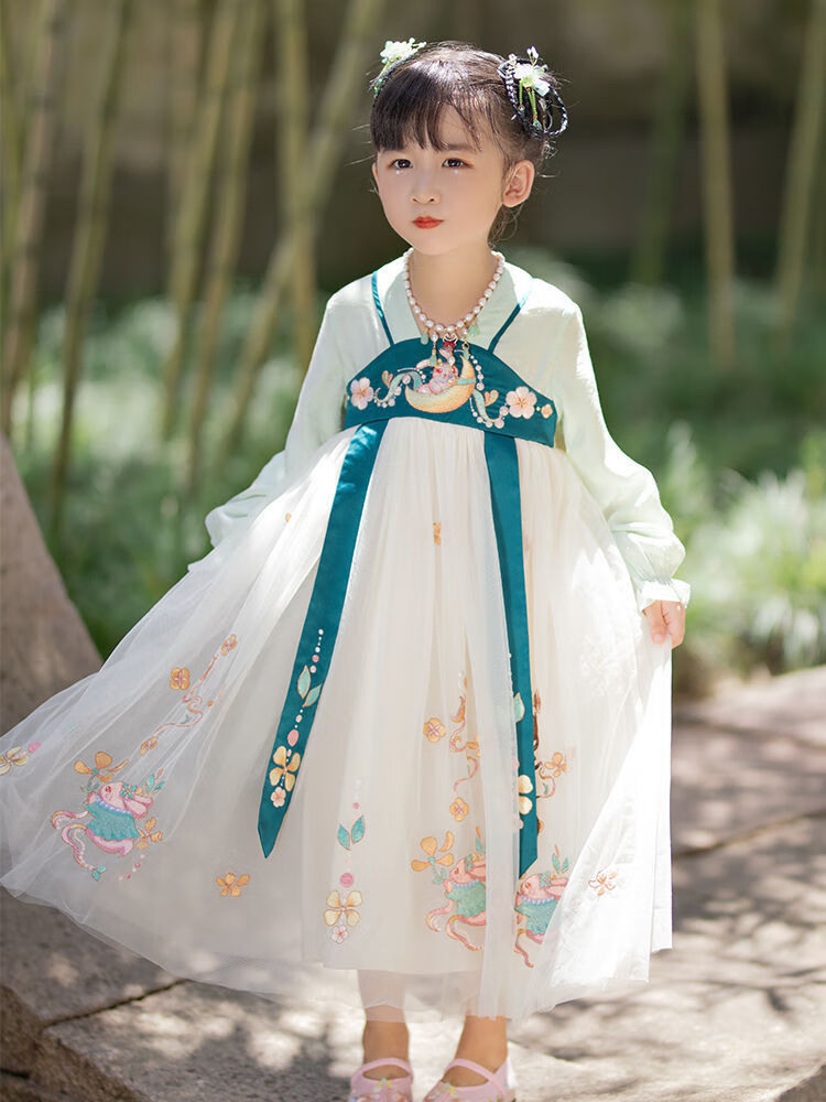 艾诺轮儿童古装汉服女中国风女童齐胸襦裙小女孩裙子古风超仙连衣裙