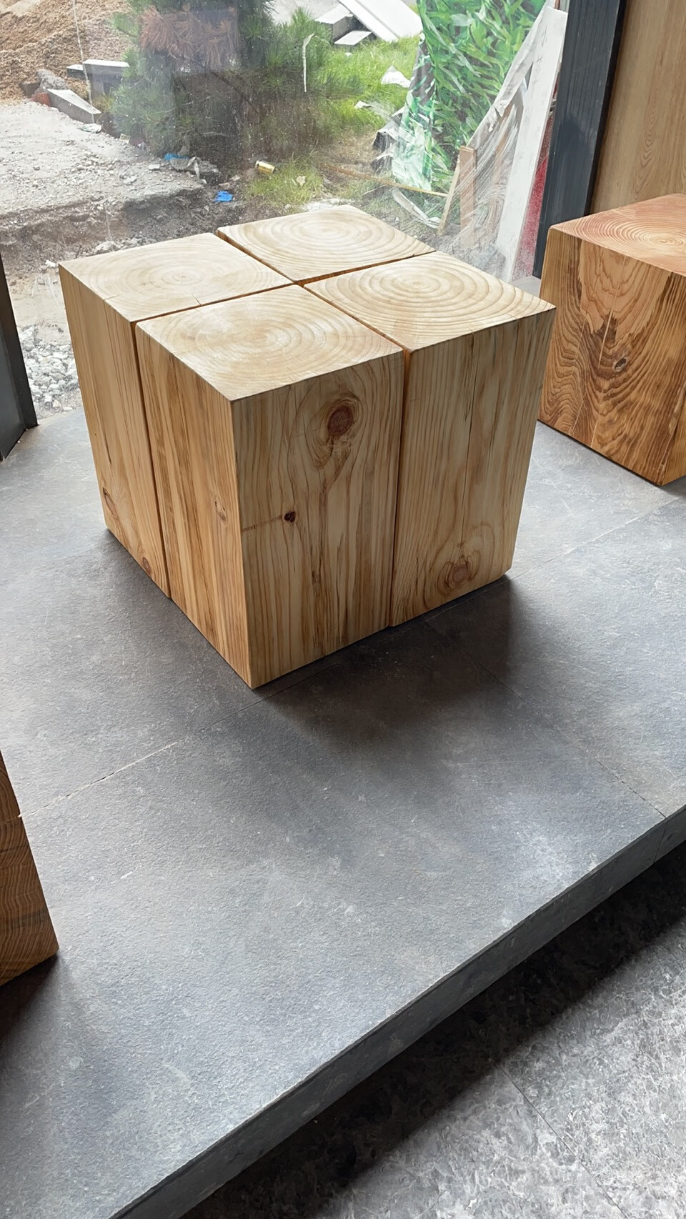 床头凳方形木桩边几茶几民宿摆件欧式碳化木墩家用原木坐凳 长30宽30