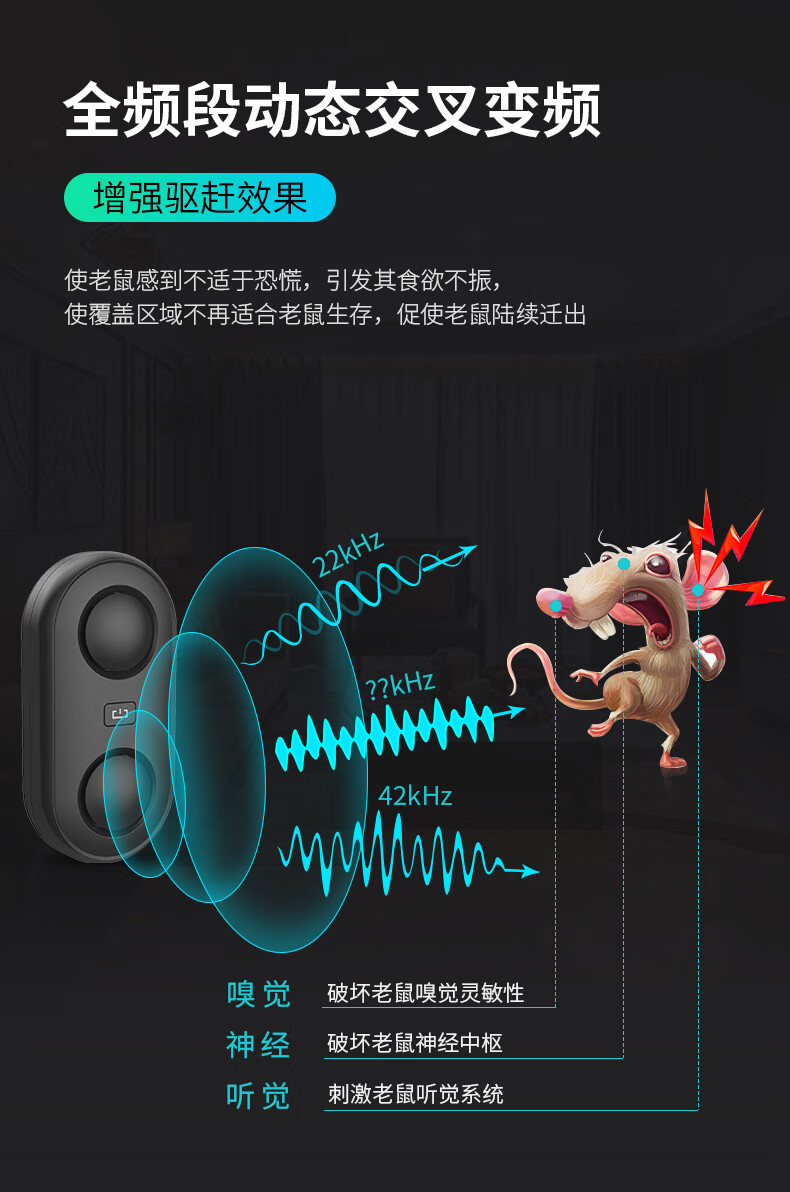 韩国lgst声波驱蚊器家用除蟑螂驱虫驱鼠捕鼠神器户外便携灭蚊旗舰充电