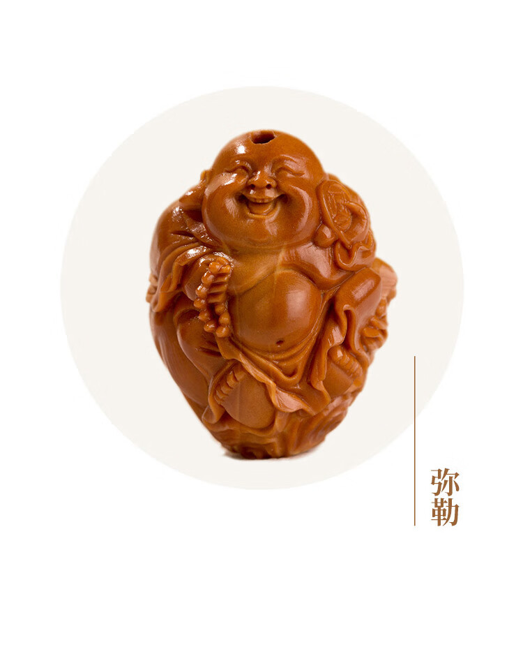 盘道舟山夏雨精品铁核纯手工雕刻骑兽弥勒核雕老油核手链橄榄核手串男
