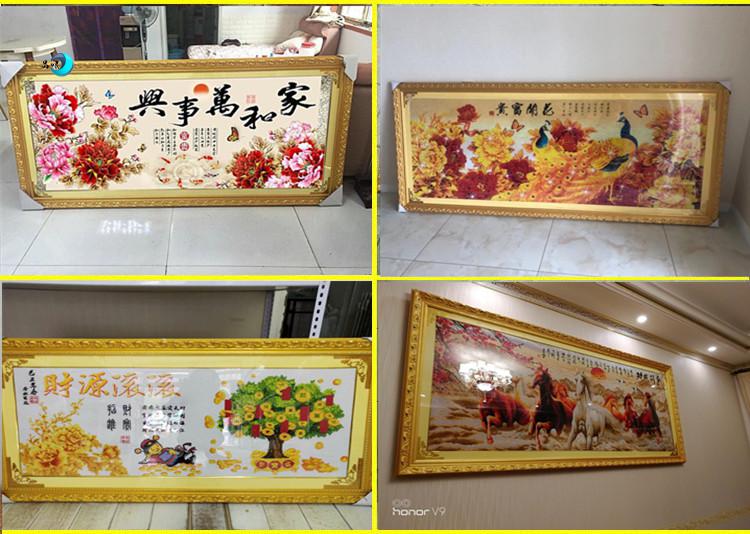 禾佳成手工绣好的大幅十字绣成品马到成功八骏图骏马奔腾已装裱带框架